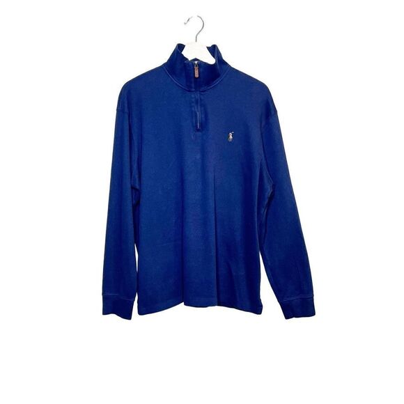 Polo Ralph Lauren navy blue 1/4 zip estate rib shirt size XL - Picture 2 of 15